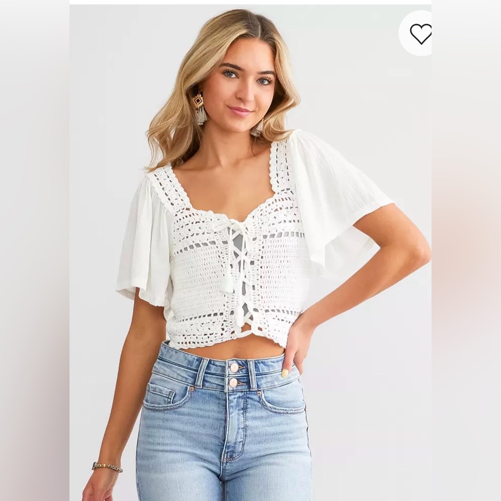 Willow & Root (Buckle)crochet cropped top. Size XS Boho revival, cottagecore